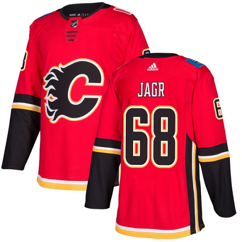Men's Adidas Calgary Flames #68 Jaromir Jagr Red Stitched NHL Jersey